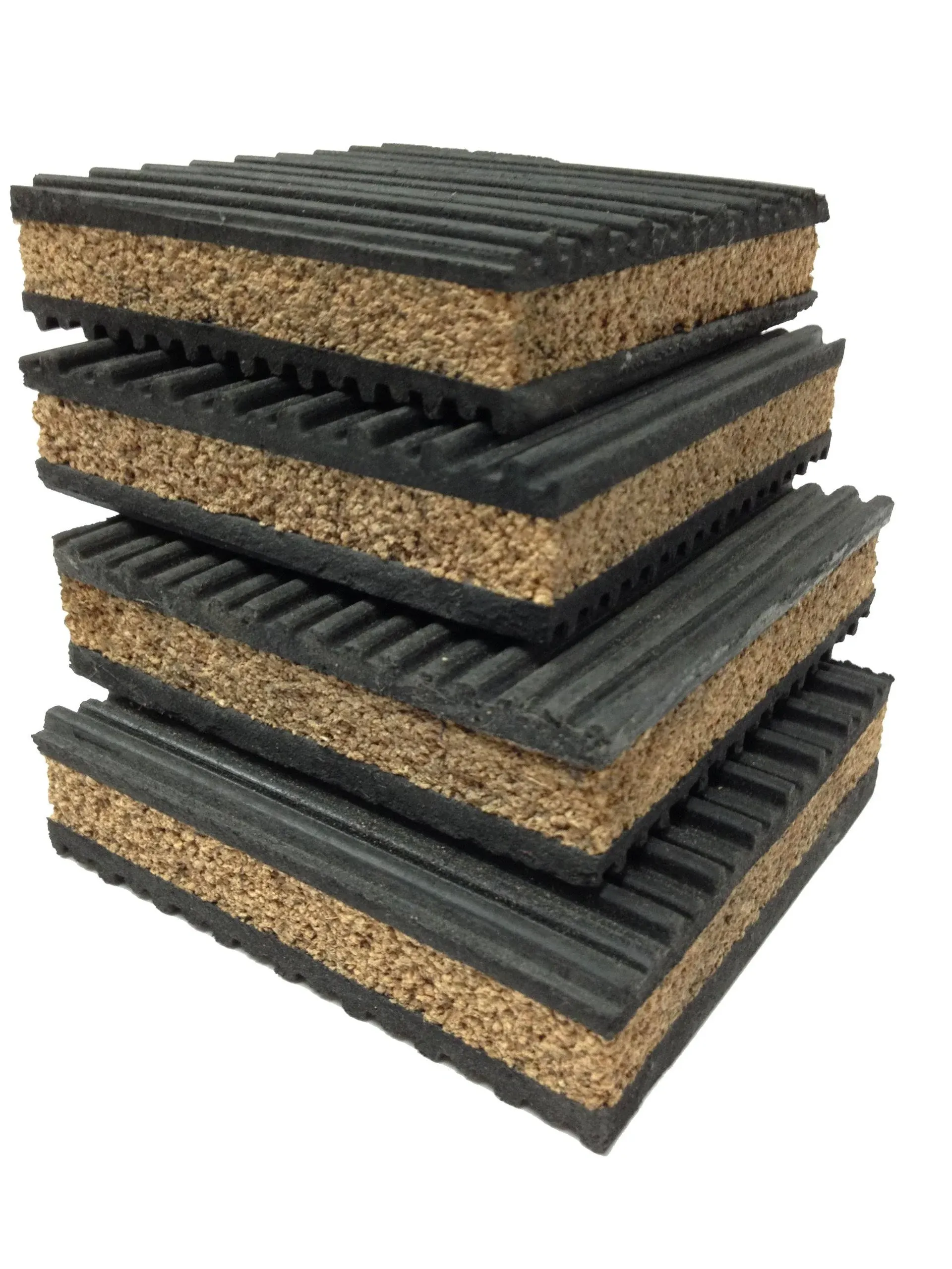 4 Pack of Anti Vibration Pads 4" x 4" x 7/8" Rubber/Cork Vibration Isolation