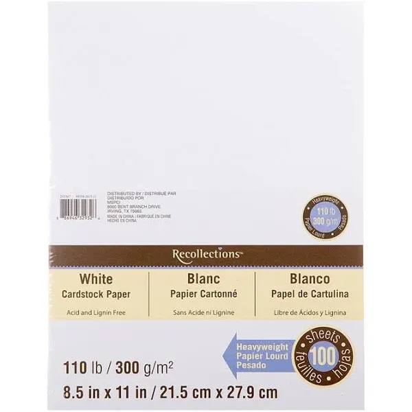 Heavyweight 8.5" x 11" Cardstock Paper by Recollections 100 Sheets in White | Michaels