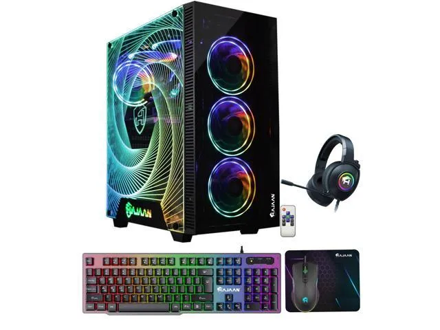 HAJAAN CYCLONIA Gaming Tower PC - Liquid Cooled - Intel i9 10850K 10-Core Processor Upto 5.2 GHz - RTX 3060 12GB GDDR6 - 64GB DDR4 - 2TB SSD - Windows 11 Pro - KB Mouse & Headset