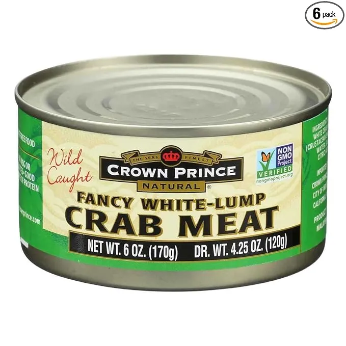 Crown Prince Natural Fancy White-Lump Crab Meat 6-Ounce Cans (Pack of 12)