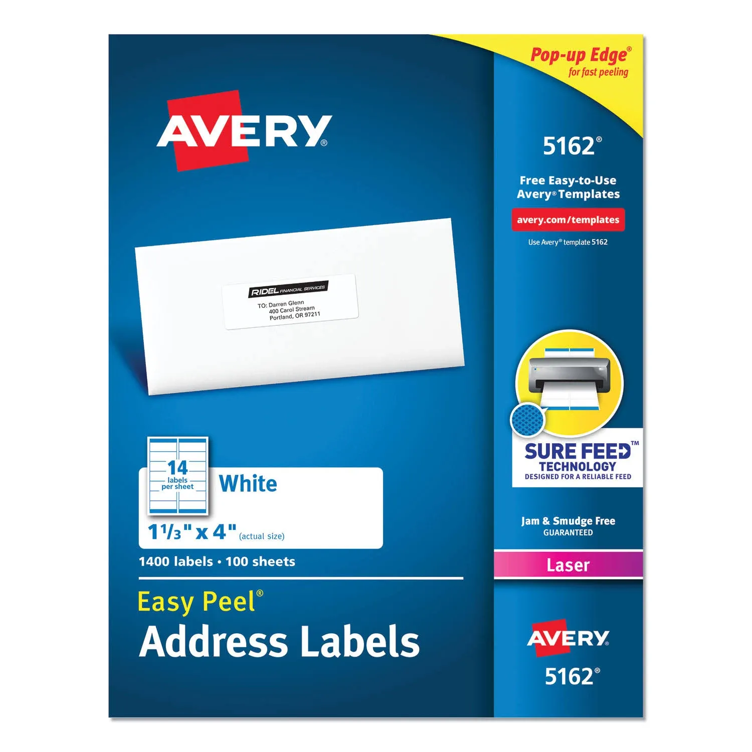 Avery Easy Peel Laser Address Labels, White -1400 count