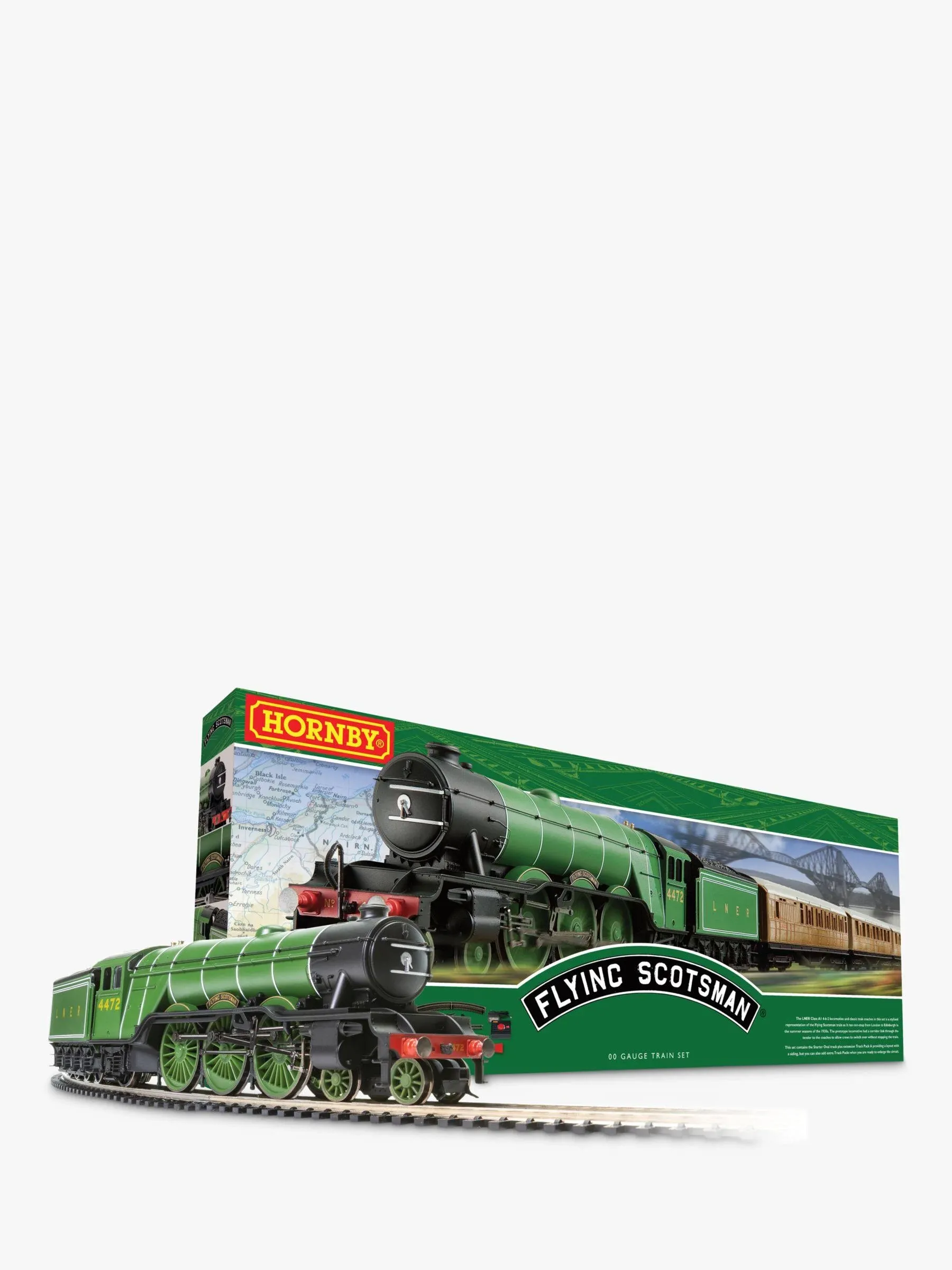 Hornby Electric Train Set - R1255M The Flying Scotsman A1Class - OO Gauge Train Starter Sets, Adult Vintage Trains, Small Hobby Model for Adults - with Tracks, MidiMat, Connecting Track, Controller