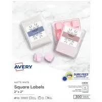 Avery 22806 Square Permanent Labels, 2-Inch X2-Inch, 300/Pk, We