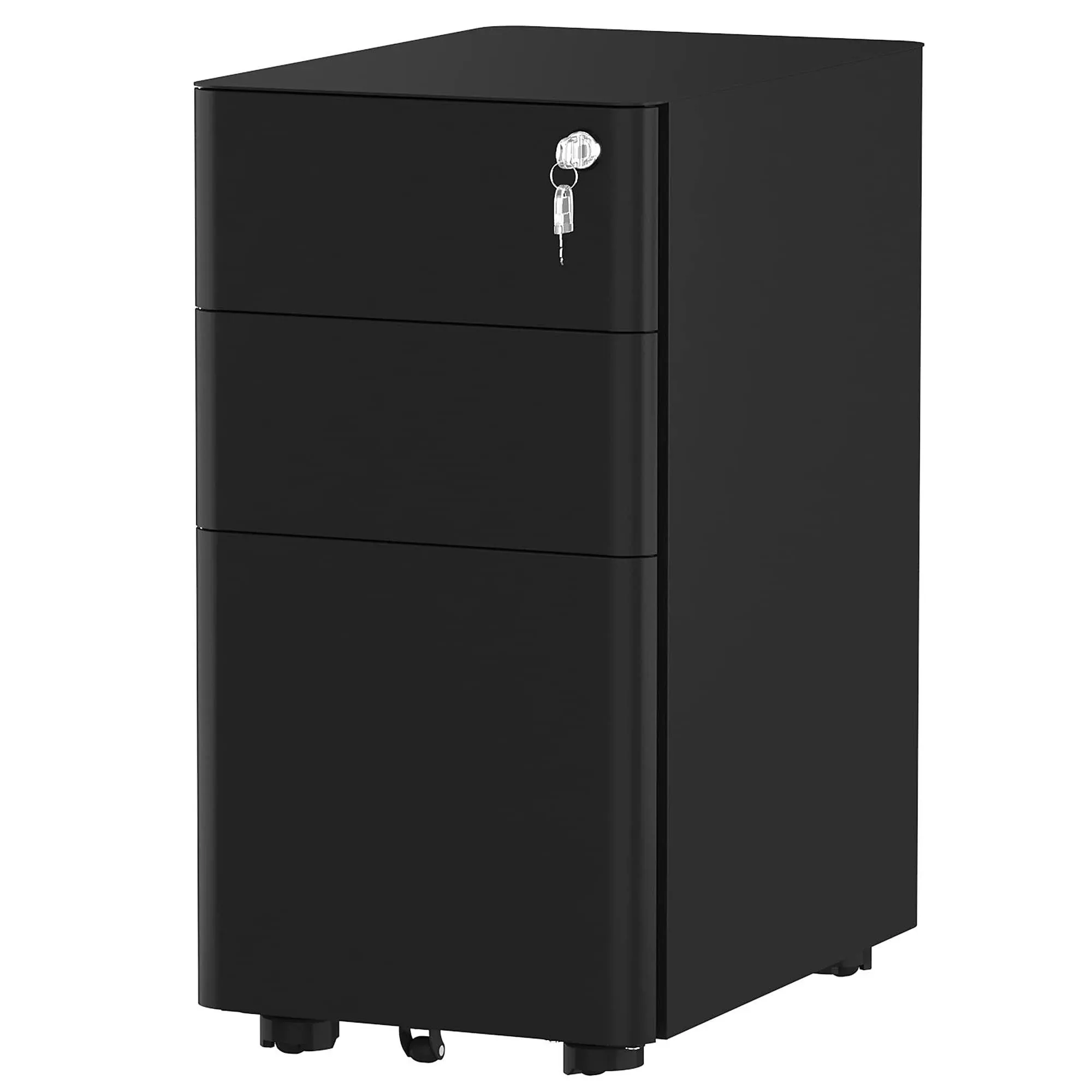 YITAHOME 3-Drawer Metal Filing Cabinet Office Drawers with Keys, Compact Slim Portable File Cabinet, Pre-Built Office Storage Cabinet for A4/Letter/Le