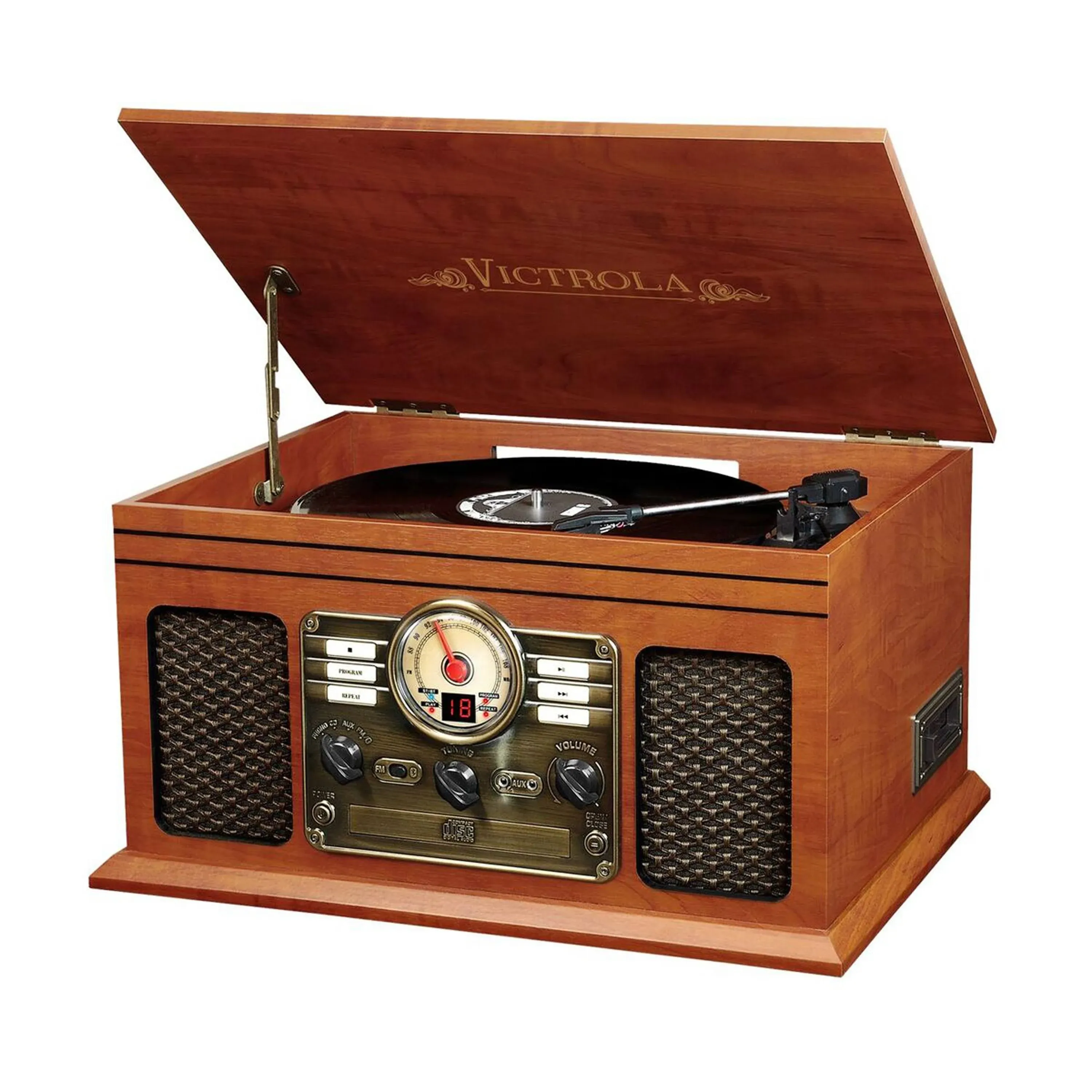 Victrola 6-in-1 Bluetooth Turntable Mahogany