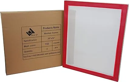 20 x 24 Inch Pre-Stretched Aluminum Silk Screen Printing Frames with 160 White Mesh (2 Pack Screens)