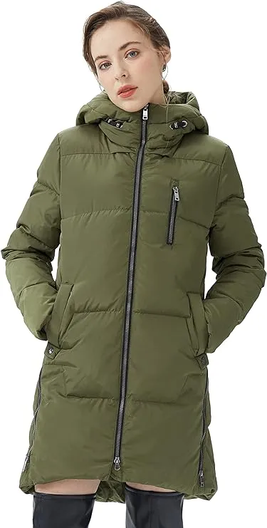 Orolay Women's Stylish Down Hooded Jacket with Two-Way Zipper Winter Down Coat ...