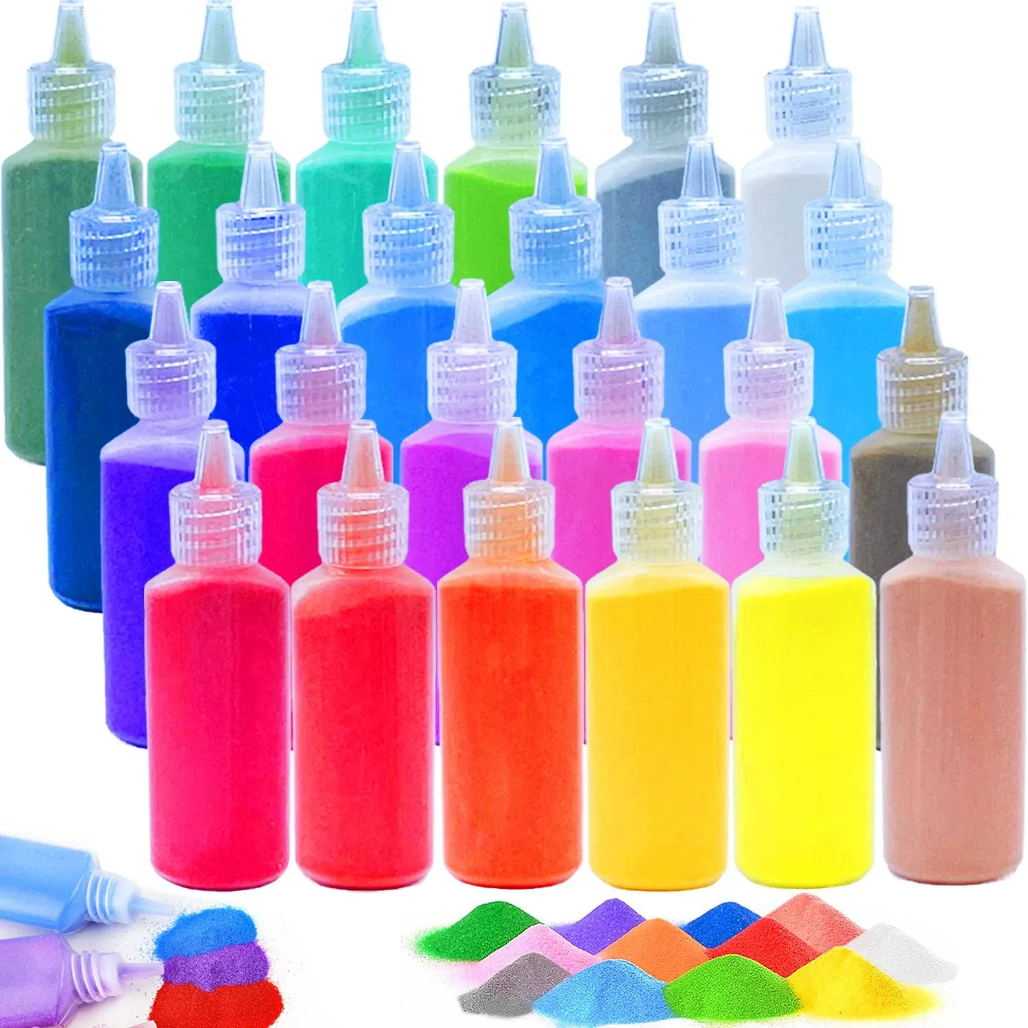 Guuozzli 24 PCS Art Sand,1.24oz Colored Sand Bottles,Sand Arts and Crafts Kit,Scenic Sand for Kids,DIY Sand Painting,Wedding Decoration