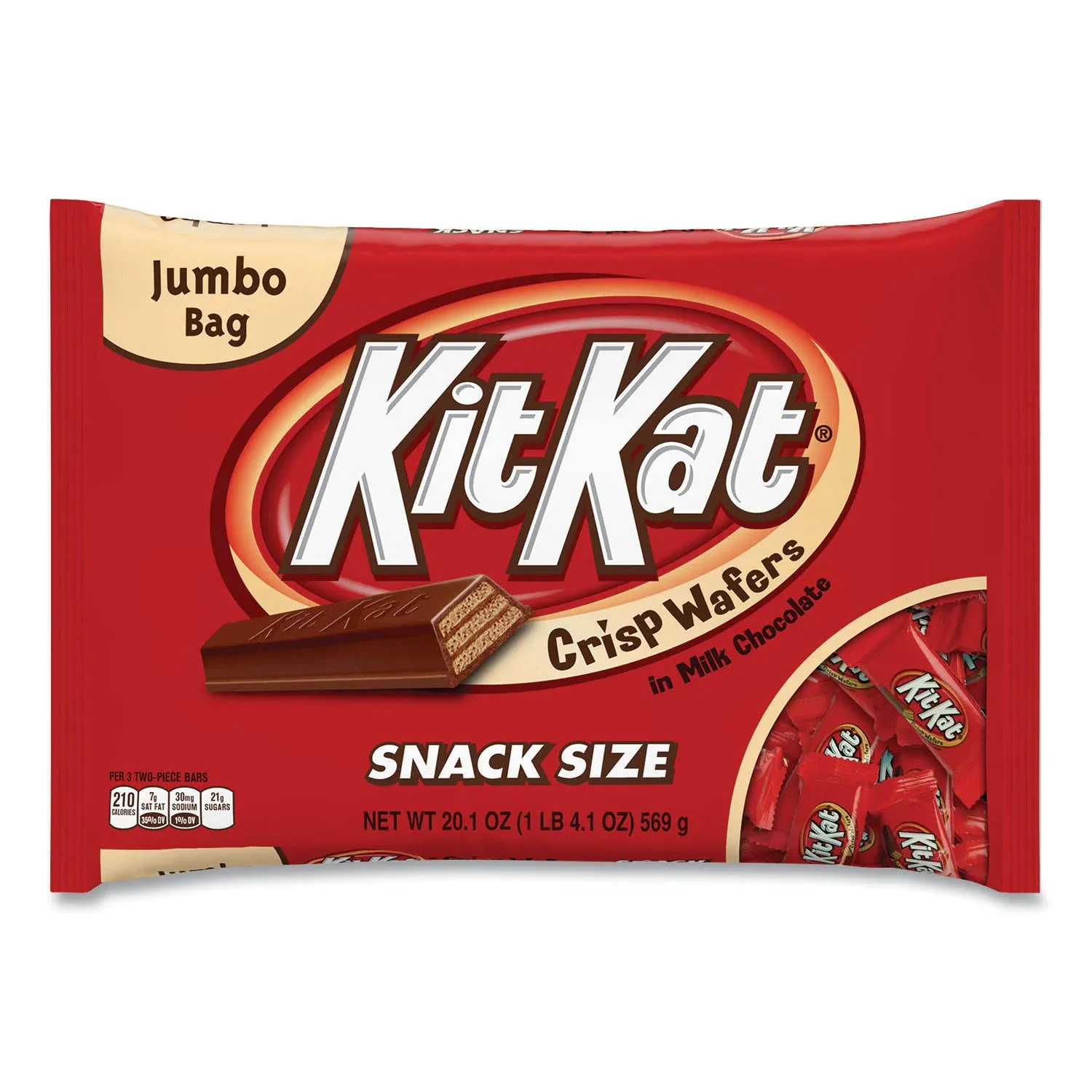 Kit Kat Milk Chocolate Wafer Snack Size Candy, Jumbo Bag 20.1 oz