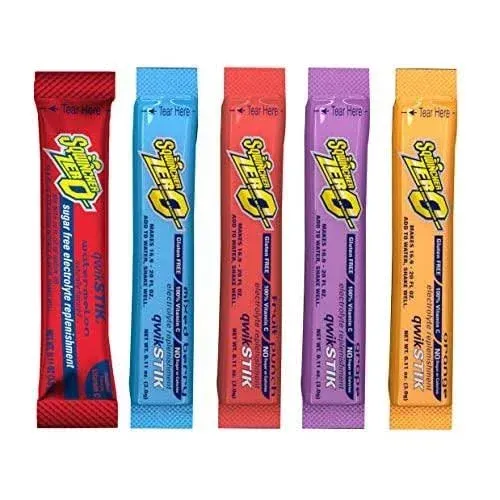 Sqwincher Zero Assorted Popular Flavors Qwik Stik Case of 500