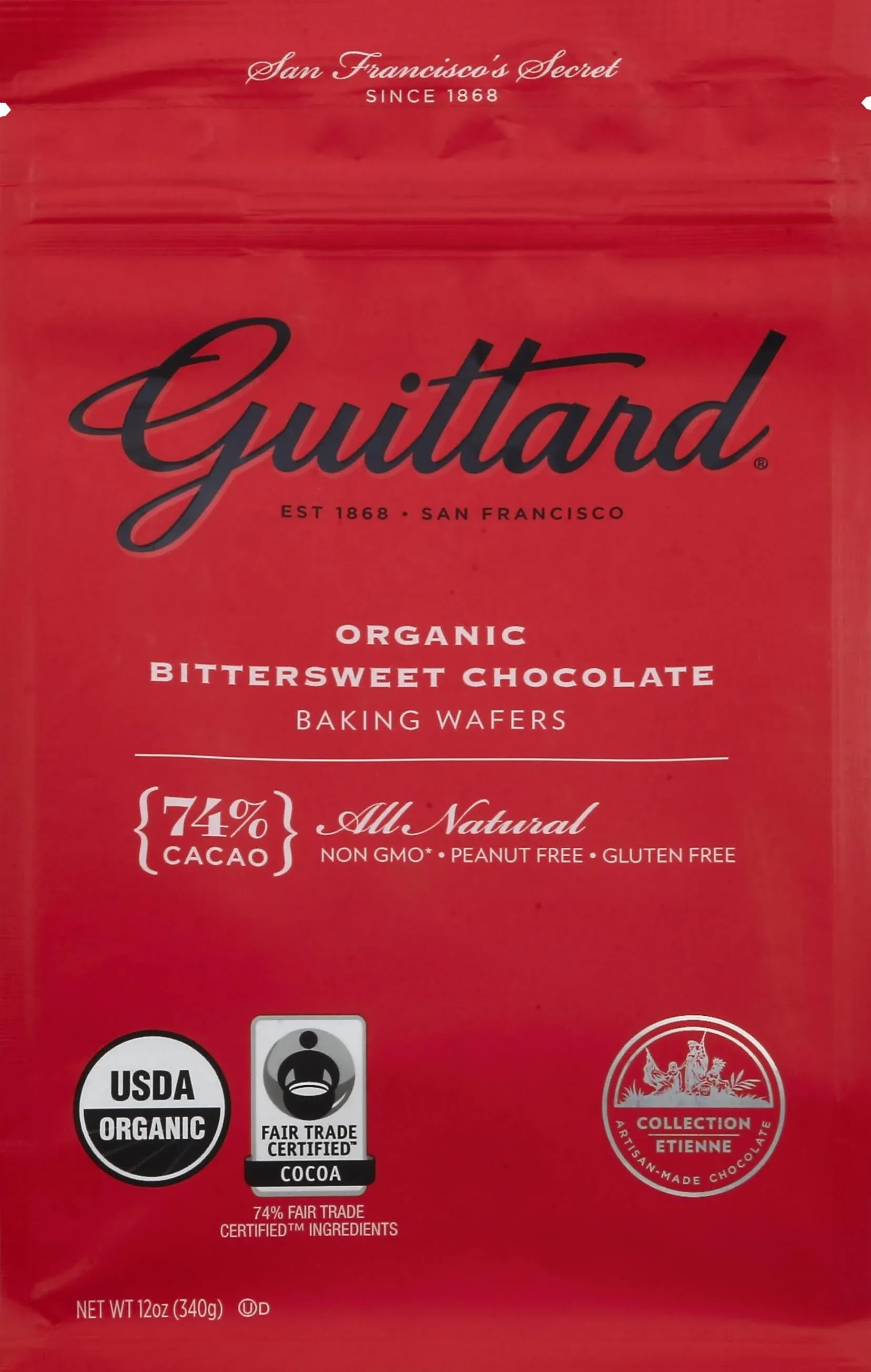 Guittard Baking Wafers, Organic, Bittersweet Chocolate - 12 oz