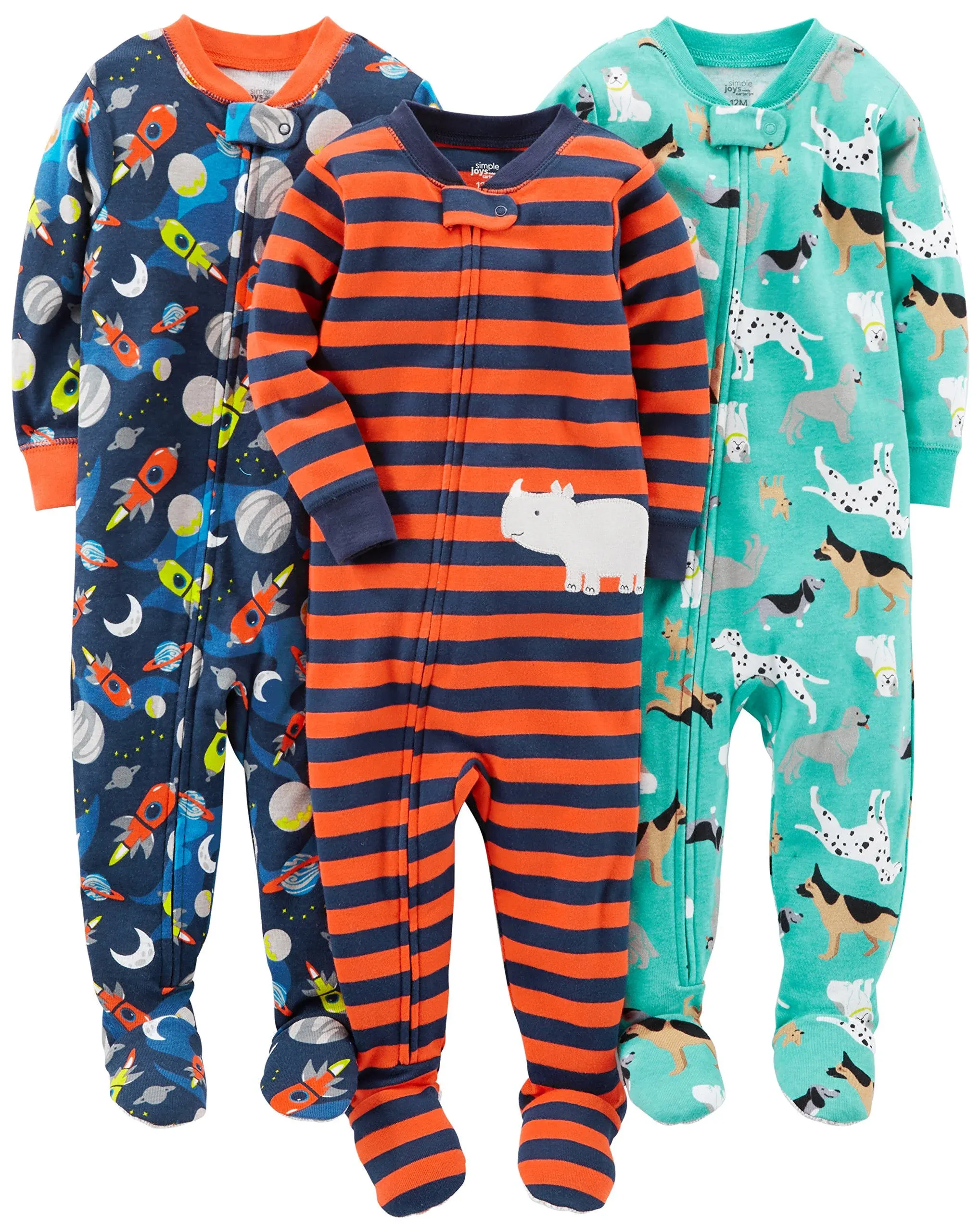 Simple Joys by Carter's Baby Boys' 3-Pack Snug Fit Footed Cotton Pajamas