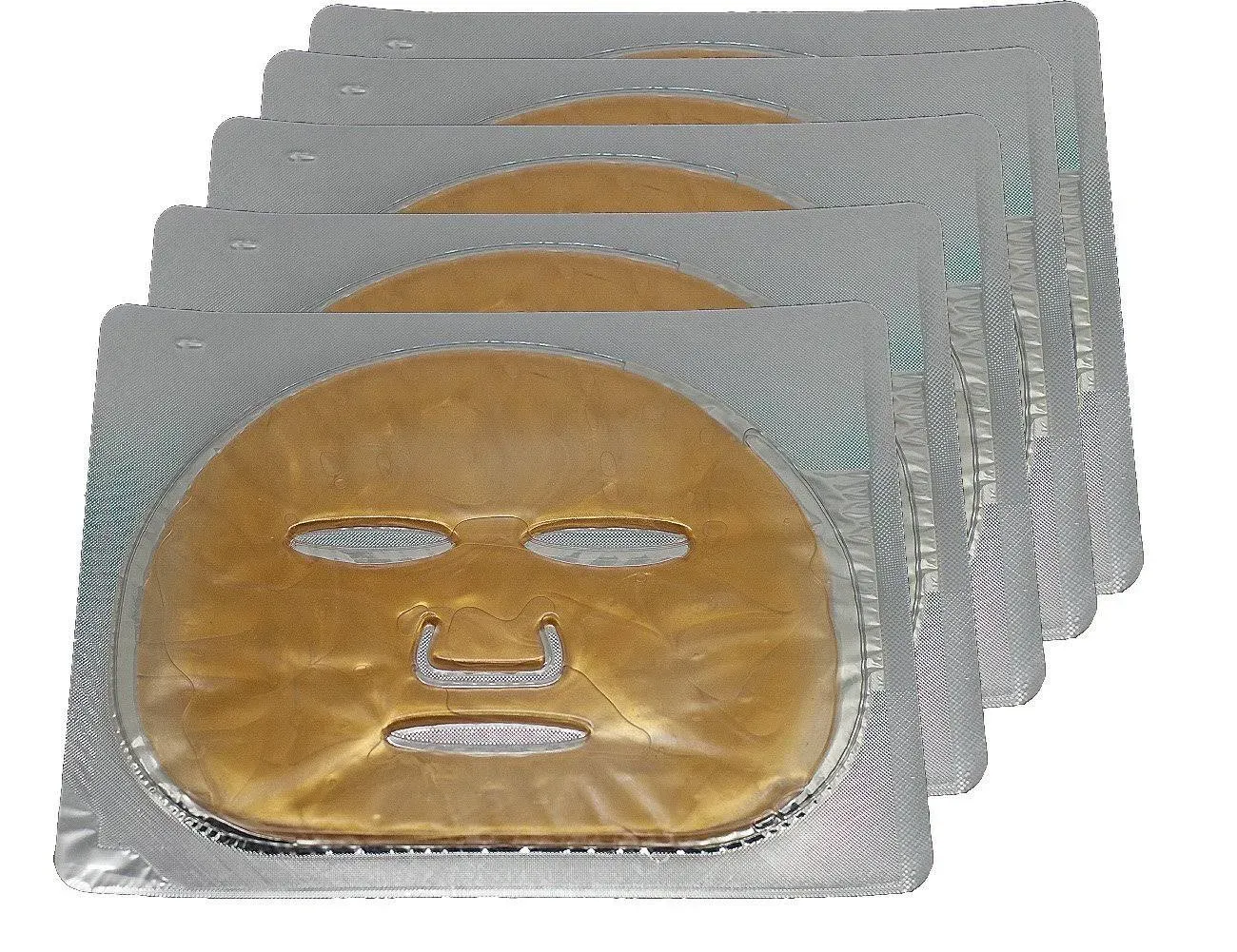 EMILYSTORES 5PCS 24K Gold Gel Collagen Facial Masks Sheet Patch Anti Ageing Puffiness Skincare Anti Wrinkle Moisturising, For Deep Tissue Rejuvenation, Spring Summer Cool Feel