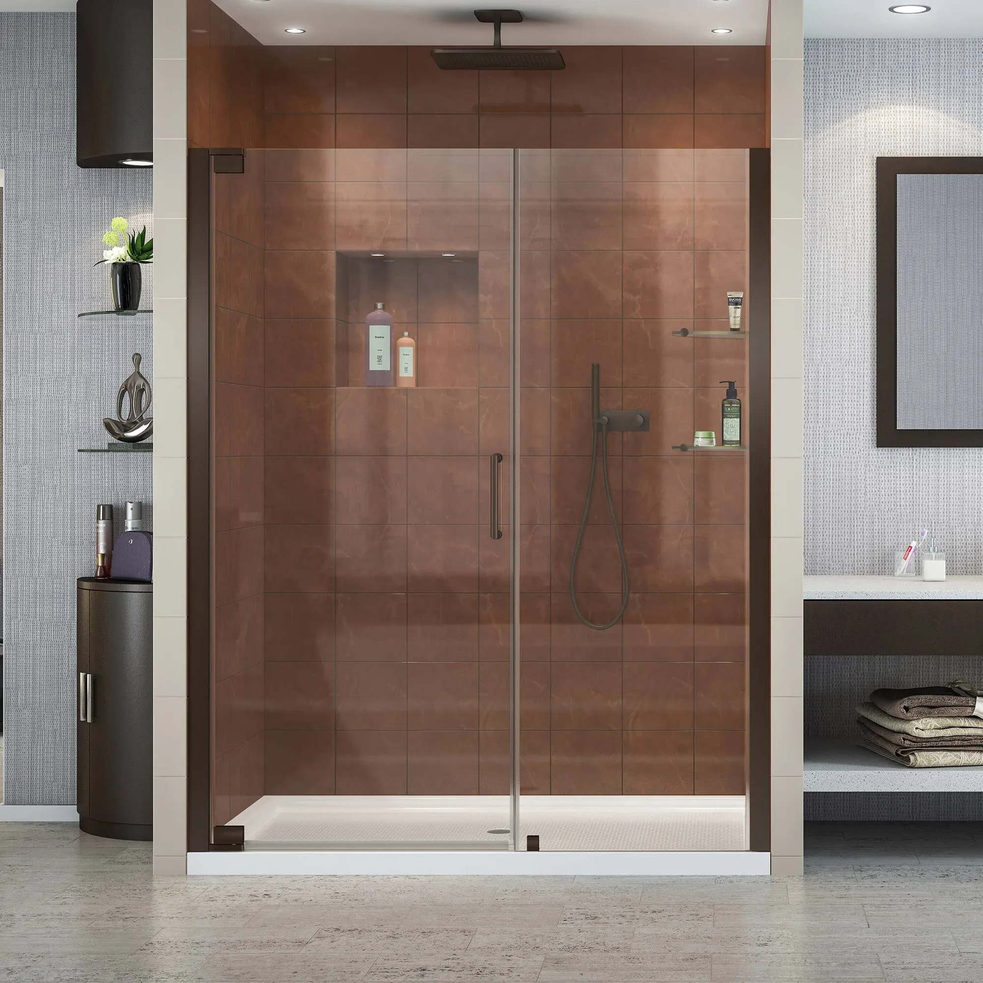 DreamLine Elegance 58 to 60 in. W x 72 in. H Frameless Pivot Shower Door in Oil Rubbed Bronze SHDR-4158720-06