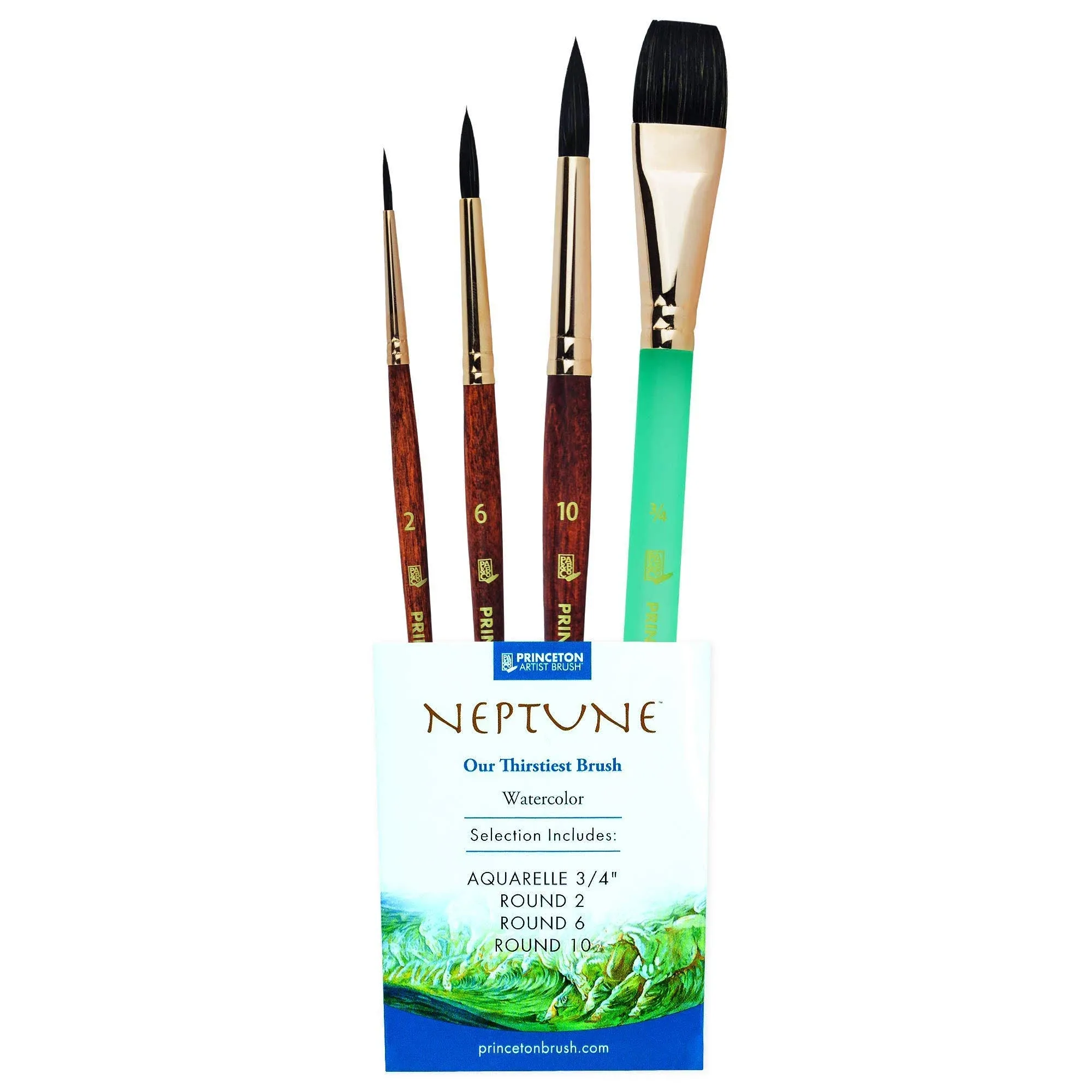 Princeton Neptune Watercolor Brushes 4750 Series- Soft Synthetic Squirrel 4pc