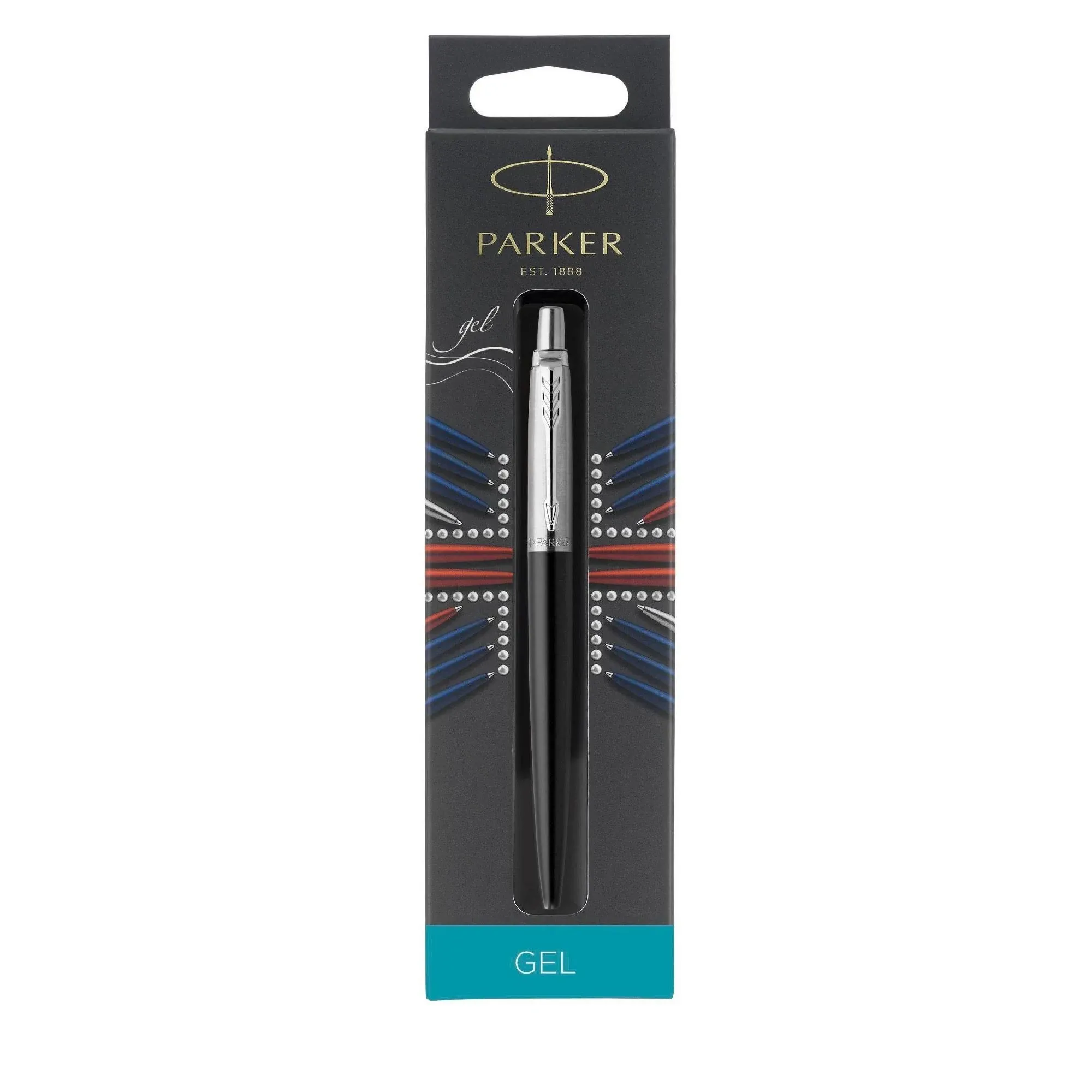 Parker Jotter Rollerball Pen, Medium Point 0.7 mm, Black Ink, Stainless Steel Barrel