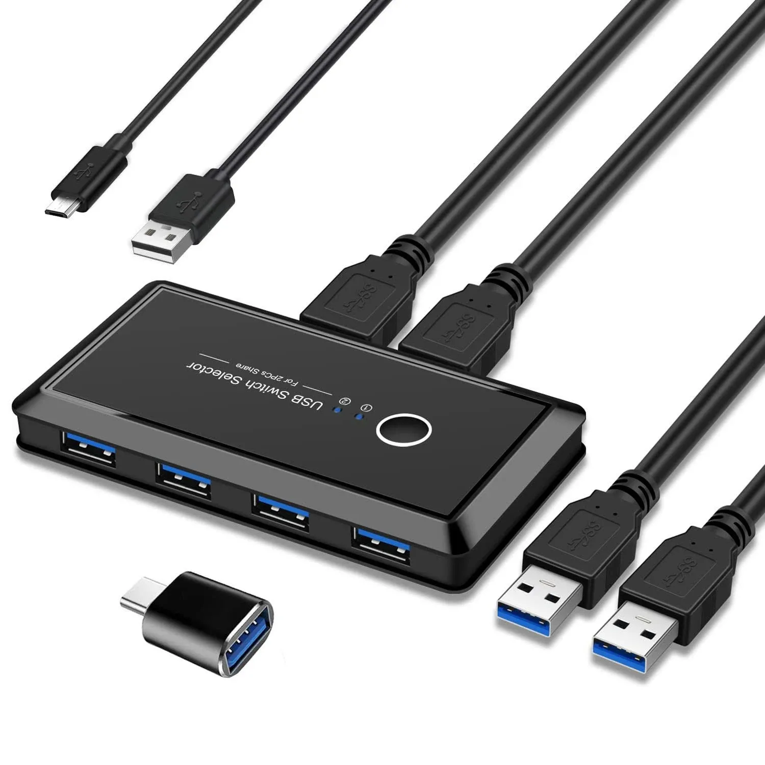 USB 3.0 Switch, USB Switcher 2 Computer Share 4 USB Devices, Peripheral USB K...