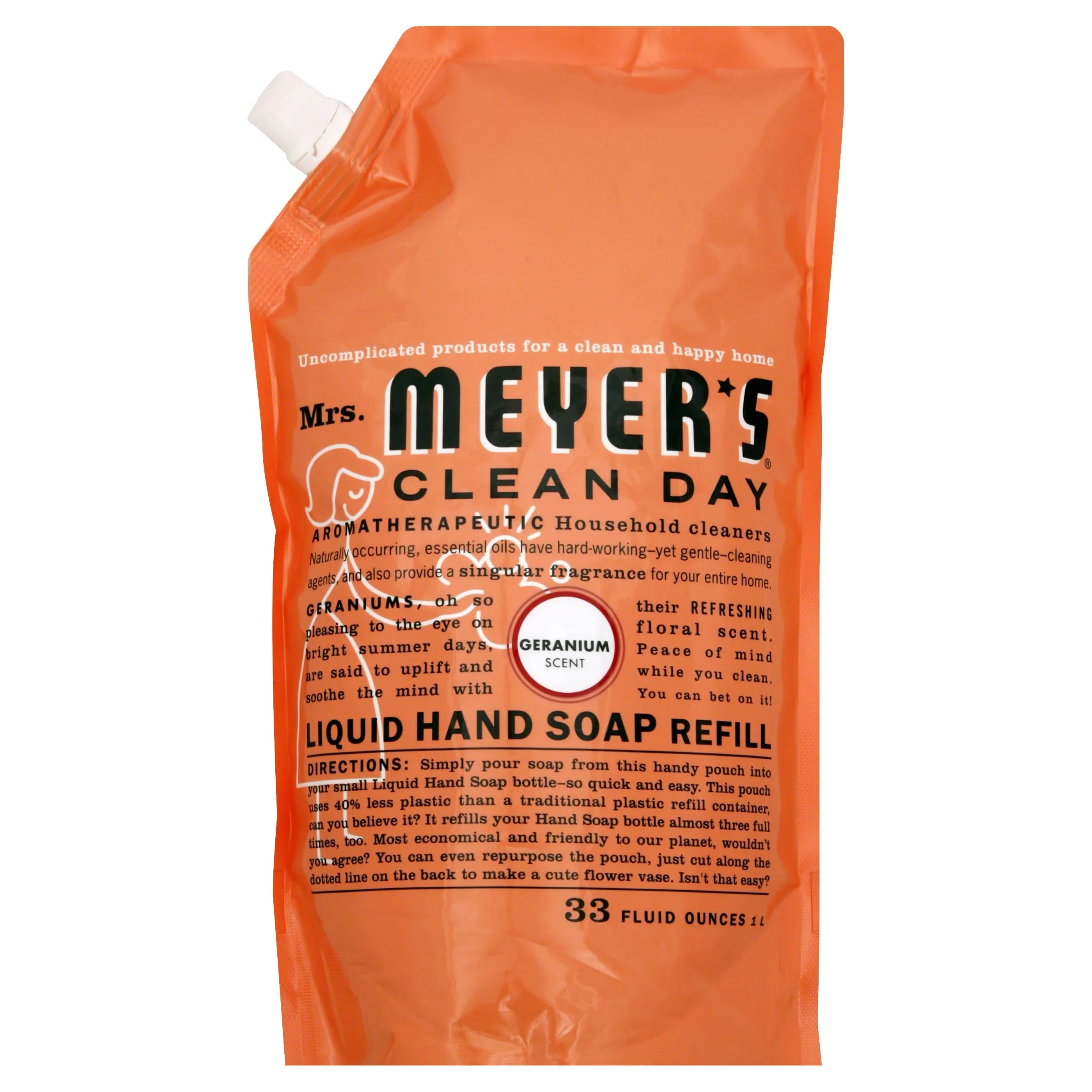 Mrs Meyers Clean Day Hand Soap, Liquid, Geranium Scent, Refill - 33 fl oz