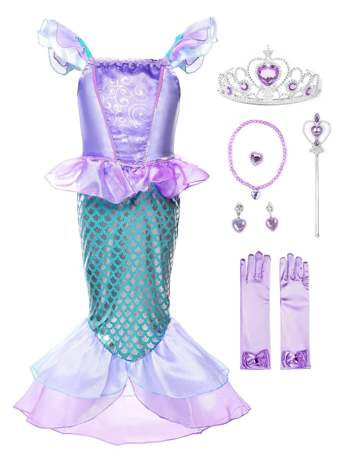 JerrisApparel Girls Princess Mermaid Costume Cosplay Party Dress