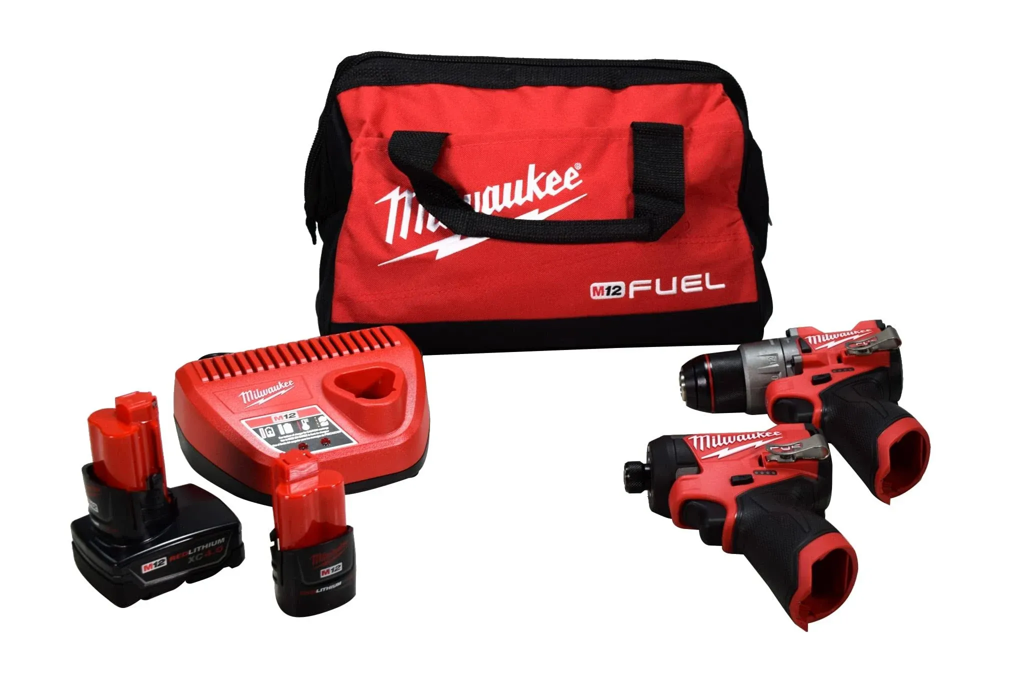 3497-22 For Milwaukee M12 FUEL 12V Cordless Li-Ion 2-Tool Combo Kit w/ 2 Batteries