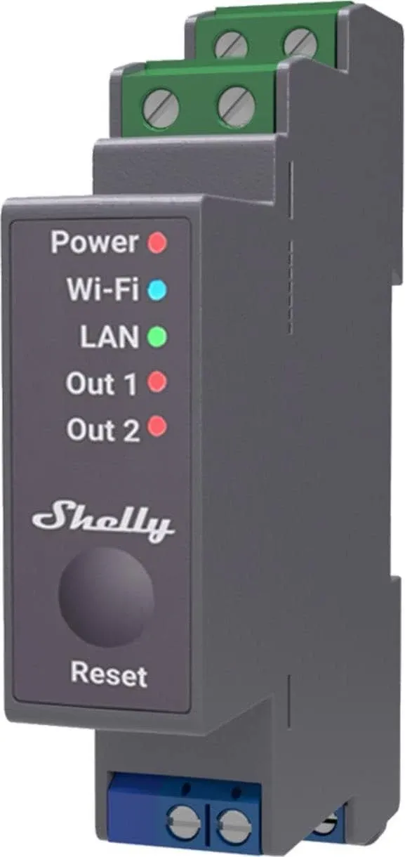 Shelly Pro 2 Circuit DIN Rail Wi-Fi Relay Switch