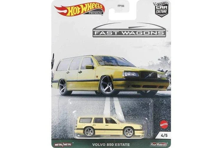 Volvo 850 Estate RHD (Right Hand Drive) with Sunroof Light Yellow "Fast Wagons" Series Diecast Model Car by Hot Wheels