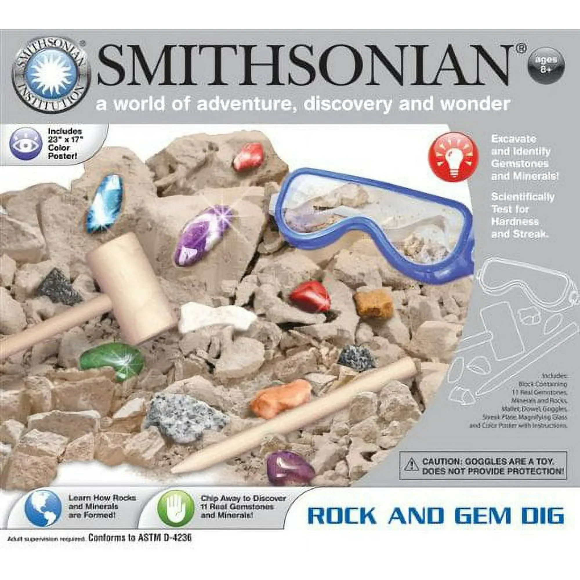 Smithsonian Rock and Gem Dig Poster Archaeology STEAM STEM Minerals Learn Mallet