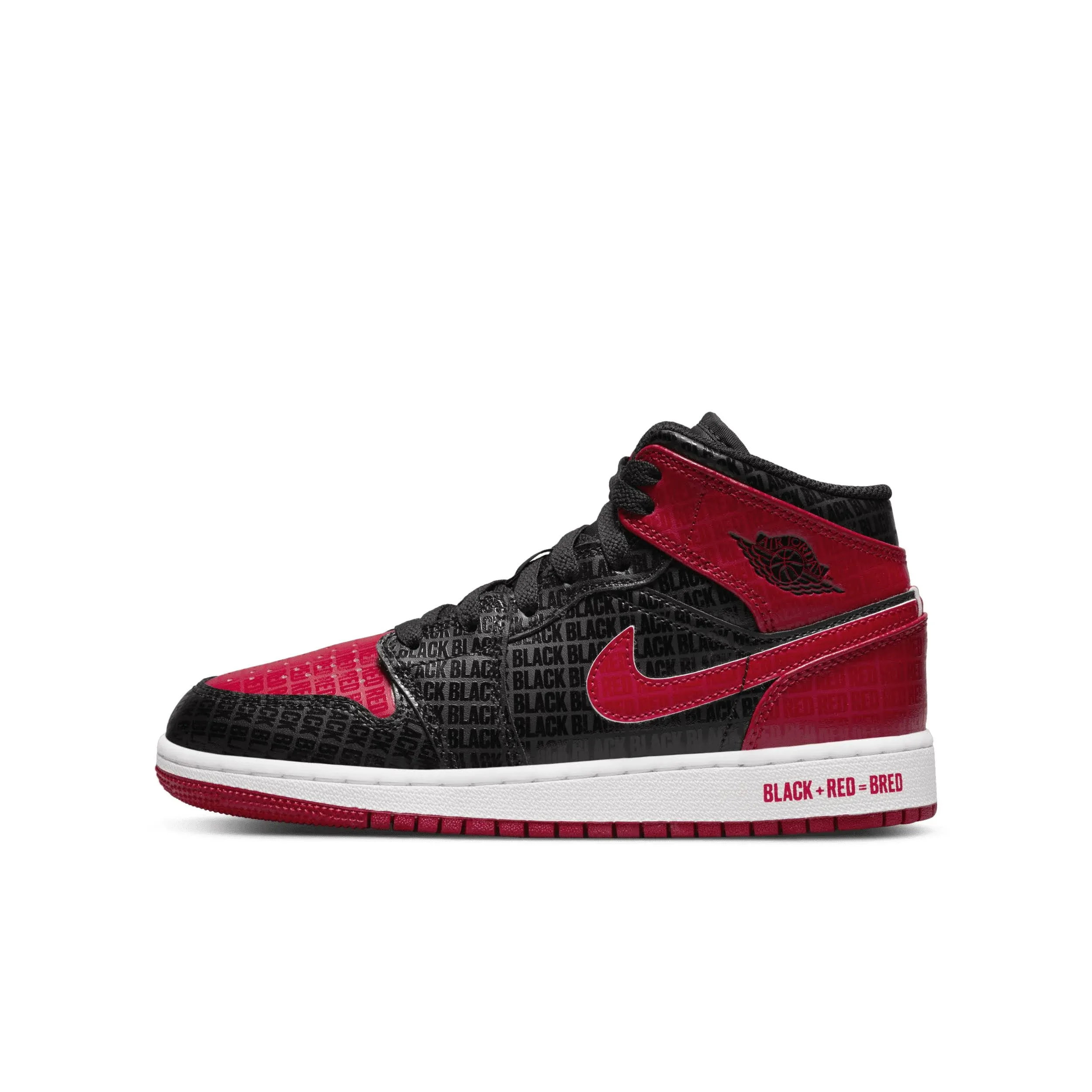 Air Jordan 1 Mid SS Black + Red = Bred