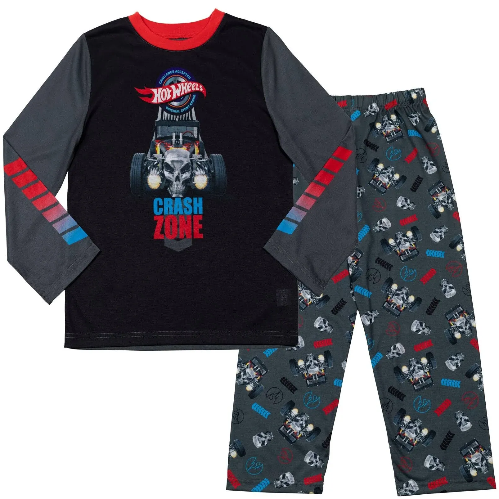 Hot Wheels Boys Pajama Shirt and Pants Sleep Set to - Blue