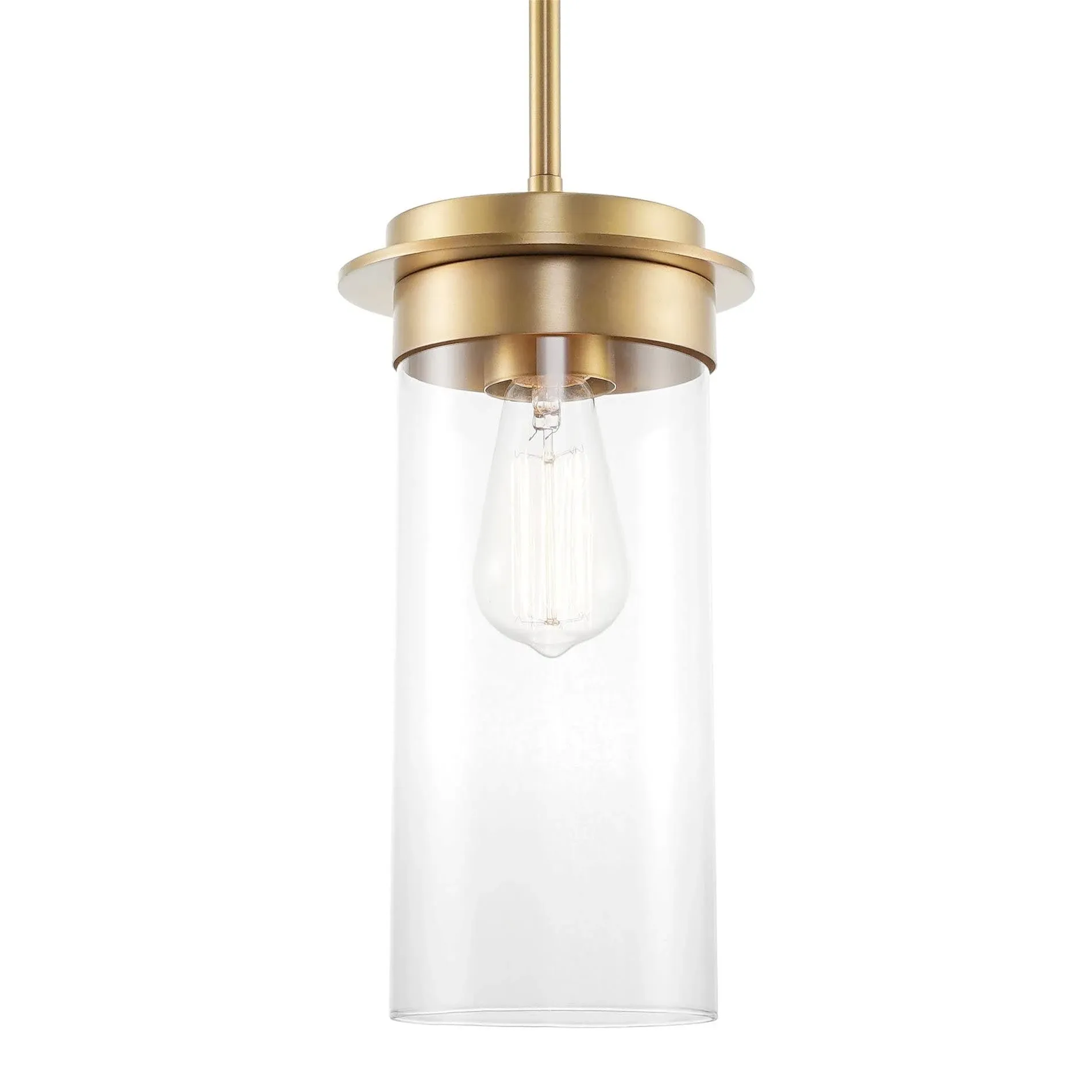 Kira Home Vivienne 60-Watt 1-Light Warm Brass Modern Pendant Light, No Bulb Included