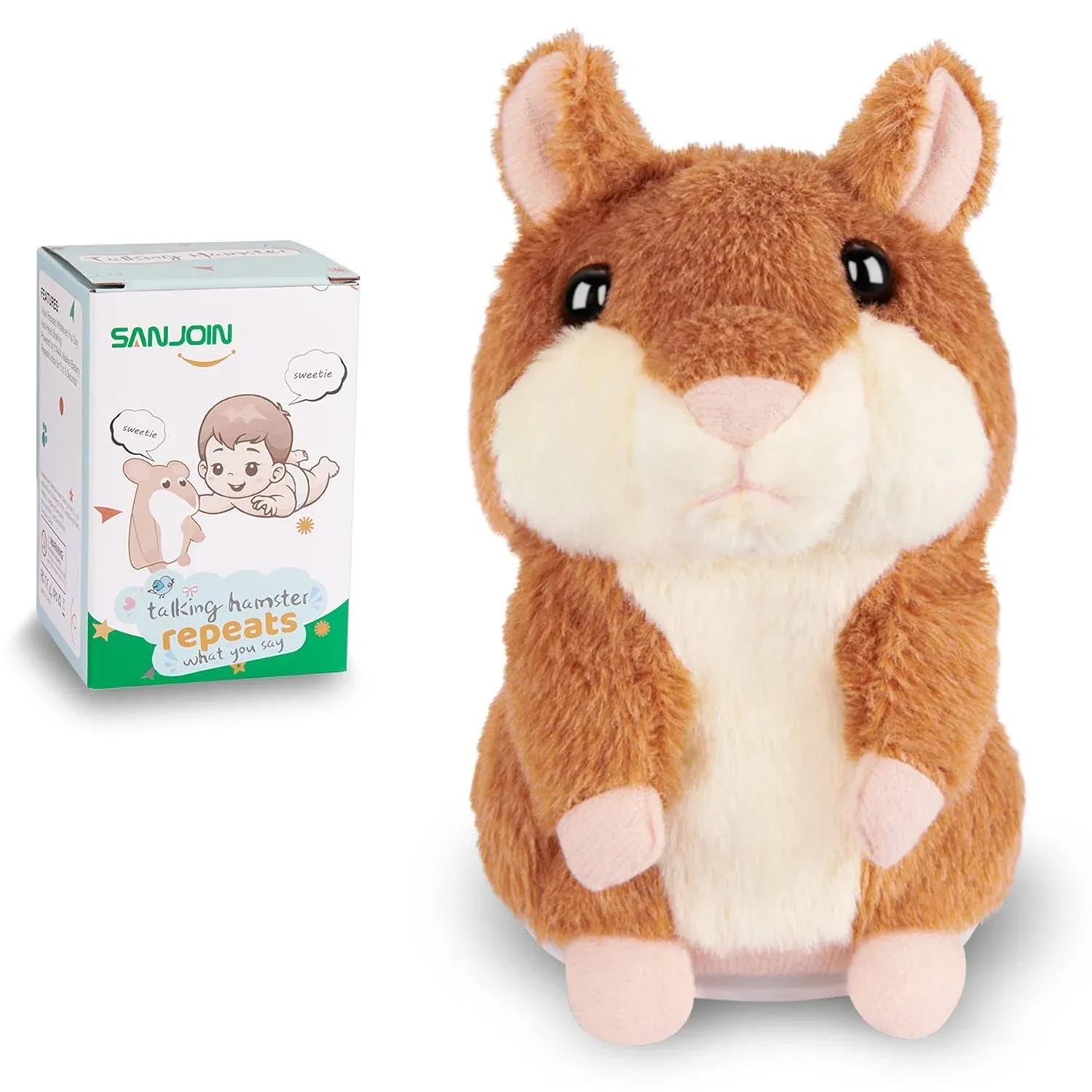 Talking Hamster Plush Kids Stuffed Toy Repeats What You Say Record Interactive