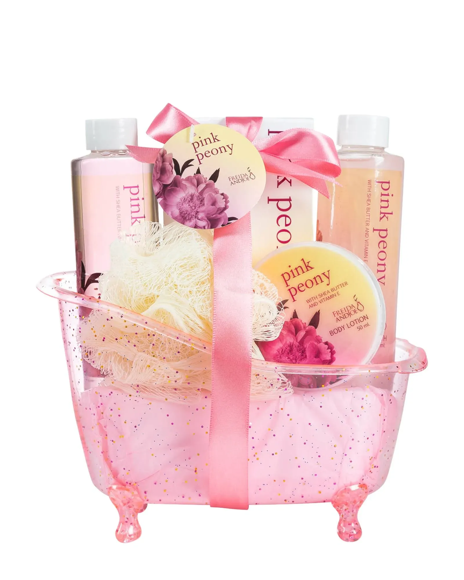 Freida and Joe - Pink Peony Spa Bath Gift Set in A Tub