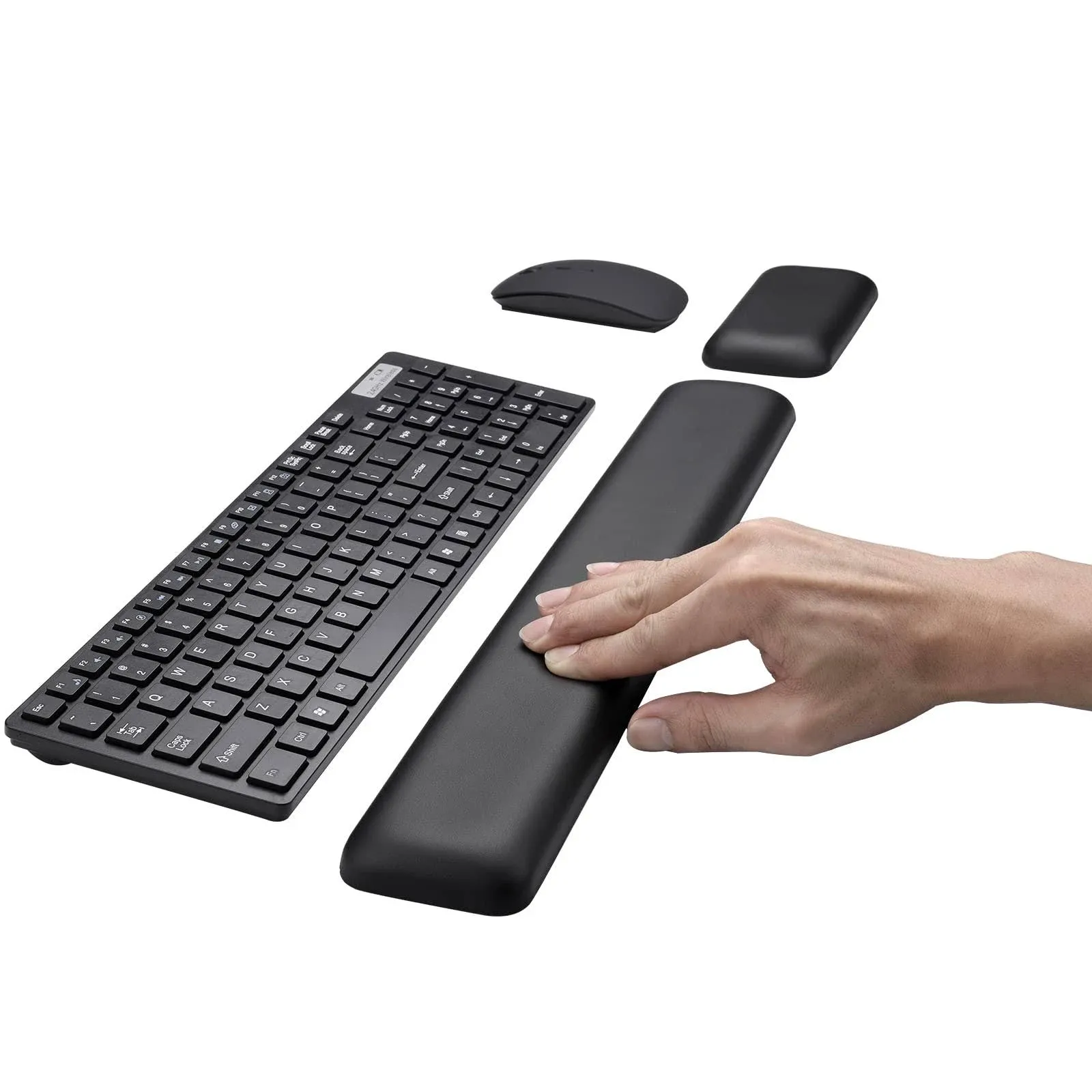 Aelfox Leather-Gel Keyboard Wrist Rest and Mouse Wrist Rest Set, Ergonomic Wrist Support Mouse Pad Wrist Pad Relieve Wrist Pain for Full Size Gaming Keyboard and Mouse, Laptop, Computer, Home, Office