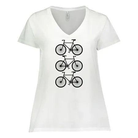 Inktastic Cycling Gifts Bicycle Silhouette Women s Plus Size V-Neck T-Shirt