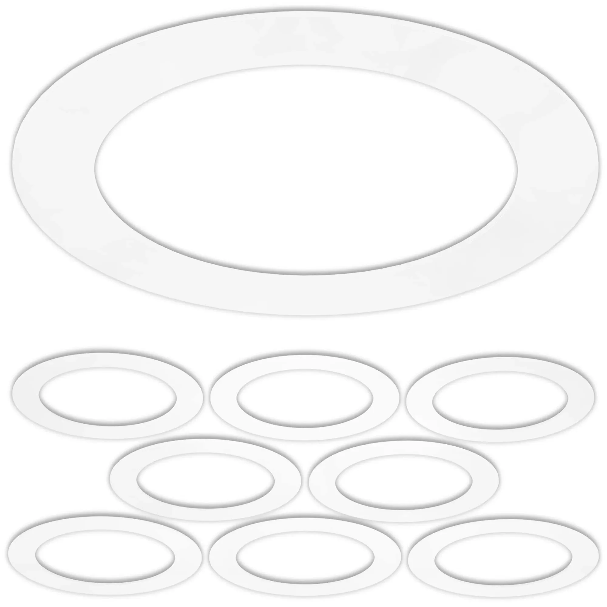 8 Pack Gloss White Goof Trim Ring for 8" Inch Recessed Can Lighting Down Light, Outer Diameter 8.6 Inches, Inner Diameter 6.2 Inches