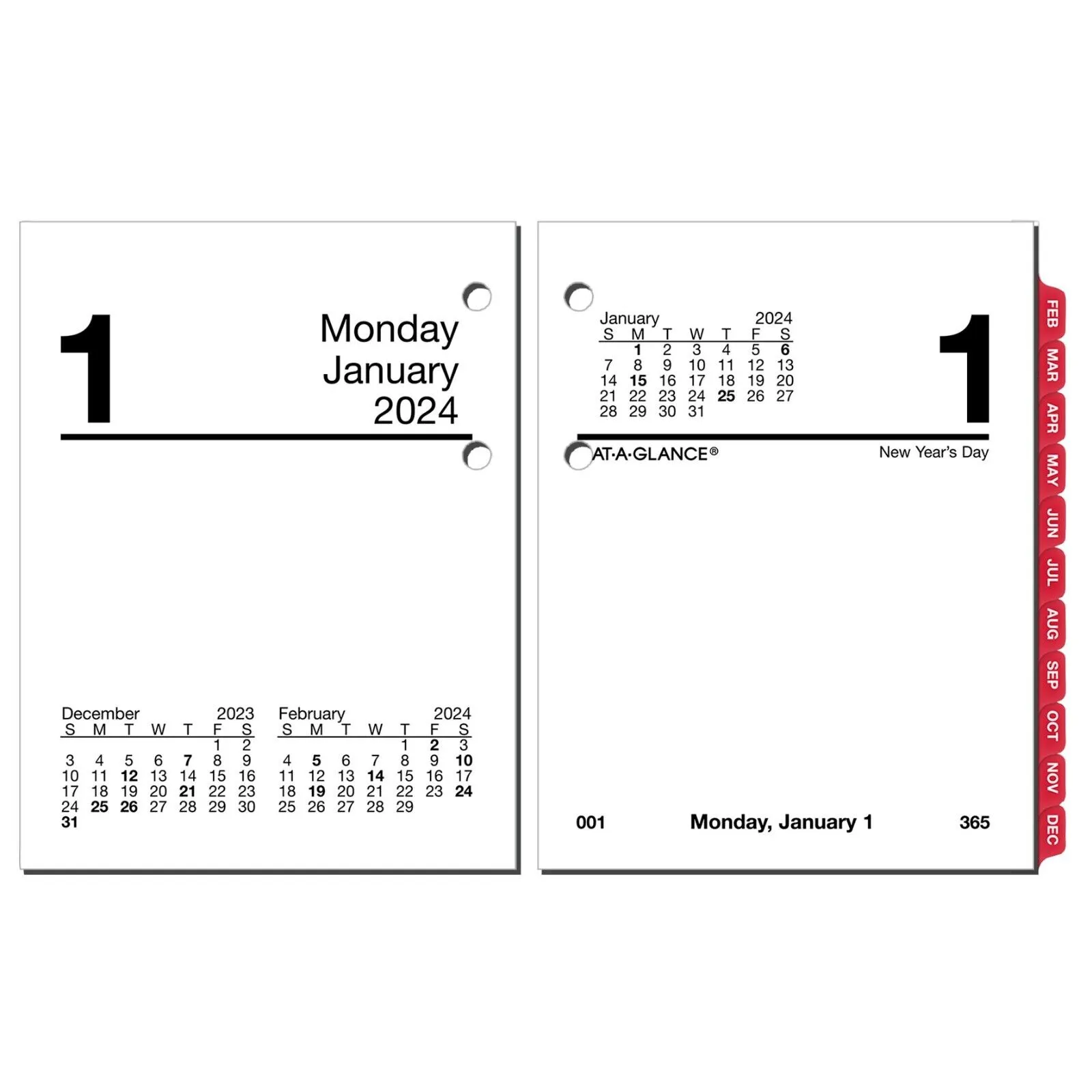 2024 At-A-Glance E919-50 Compact Daily Calendar Refill with Tabs, 2-7/8 x 3-3/4&#034;