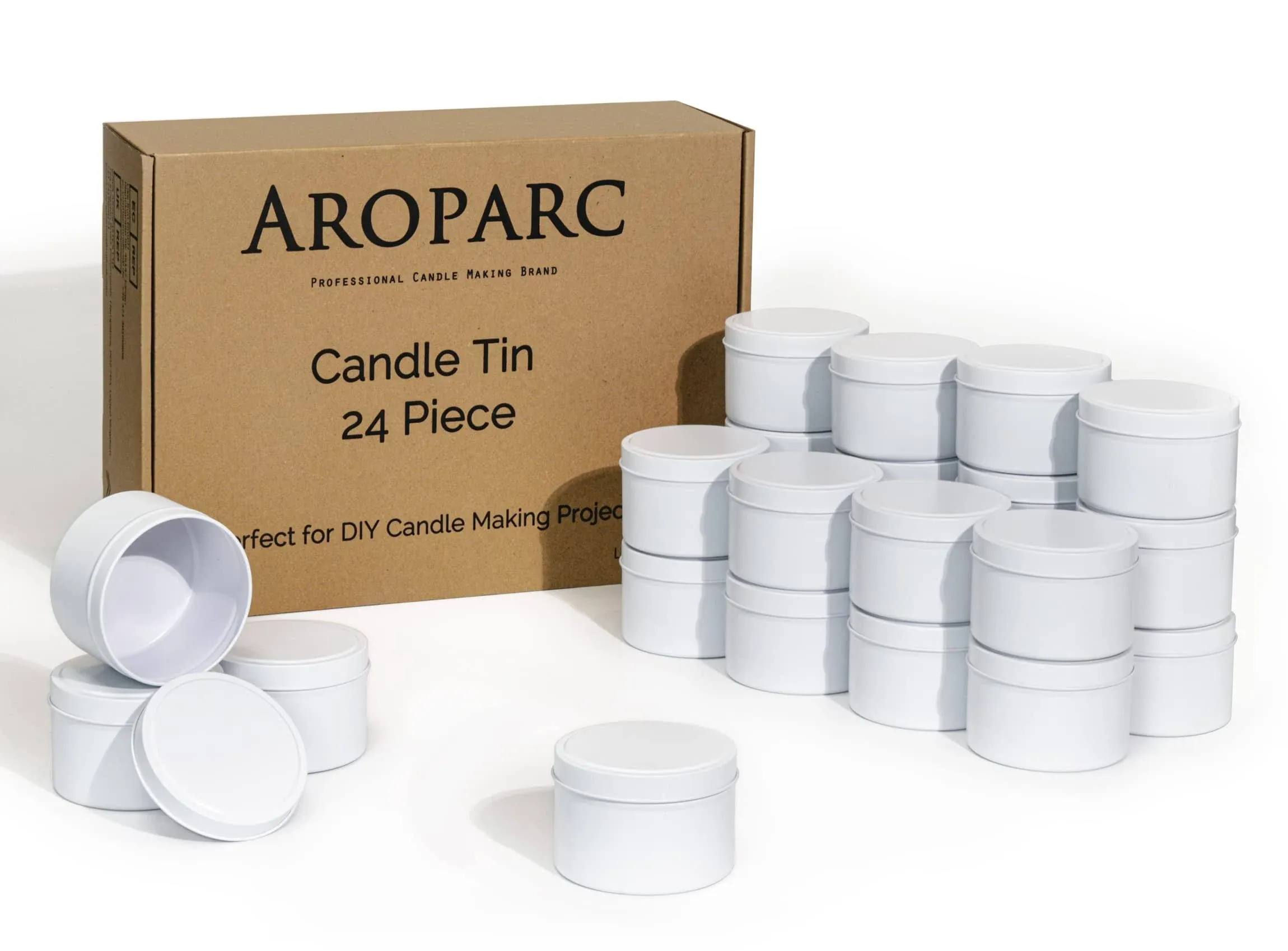 Aroparc Candle Tins 8oz, 24 Piece Candle Tin Cans Bulk Candle Containers for Candle Making Supplies Wholesale Candle Tins - Black