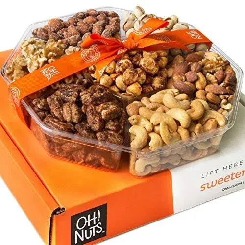 Oh! Nuts Holiday Gift Basket, Roasted Nut Variety Fresh Assortme