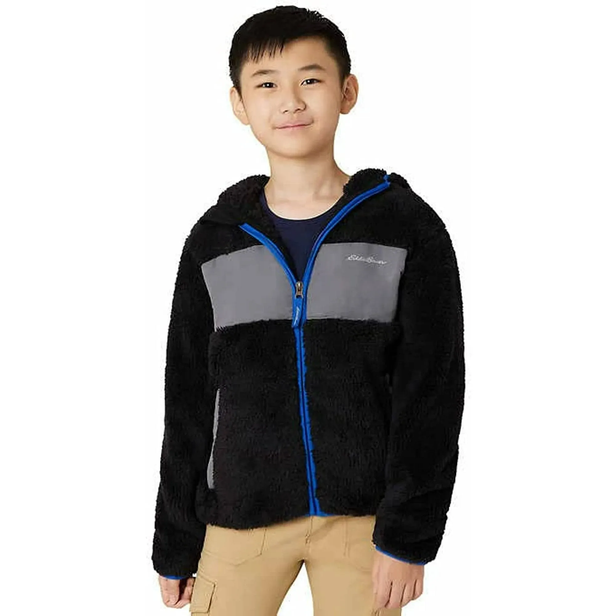 Eddie Bauer Boys&#039; Youth Fleece Jacket Blue/Green/Ora<wbr/>nge Size M New