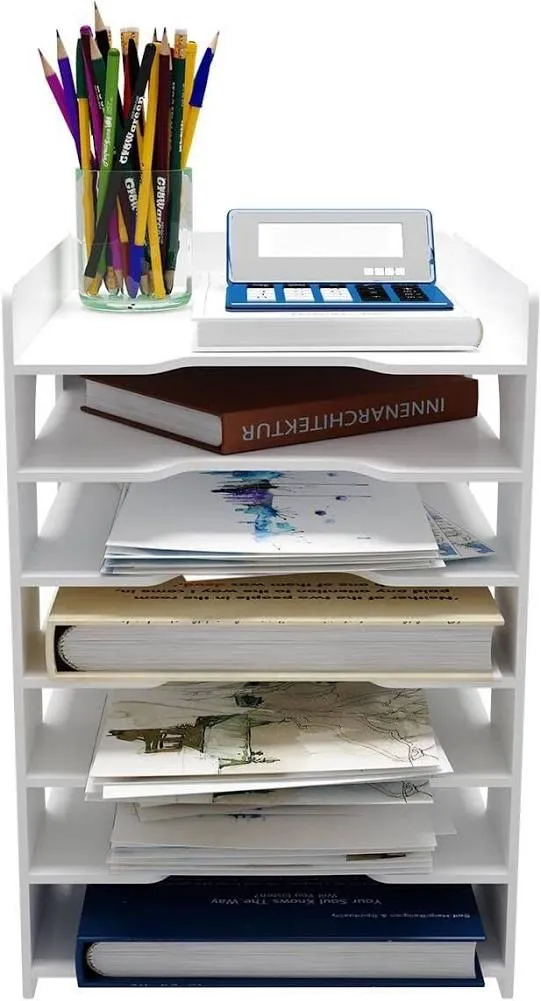 Natwind 7 Tiers Paper Organizer For Desk Desktop White File Holder