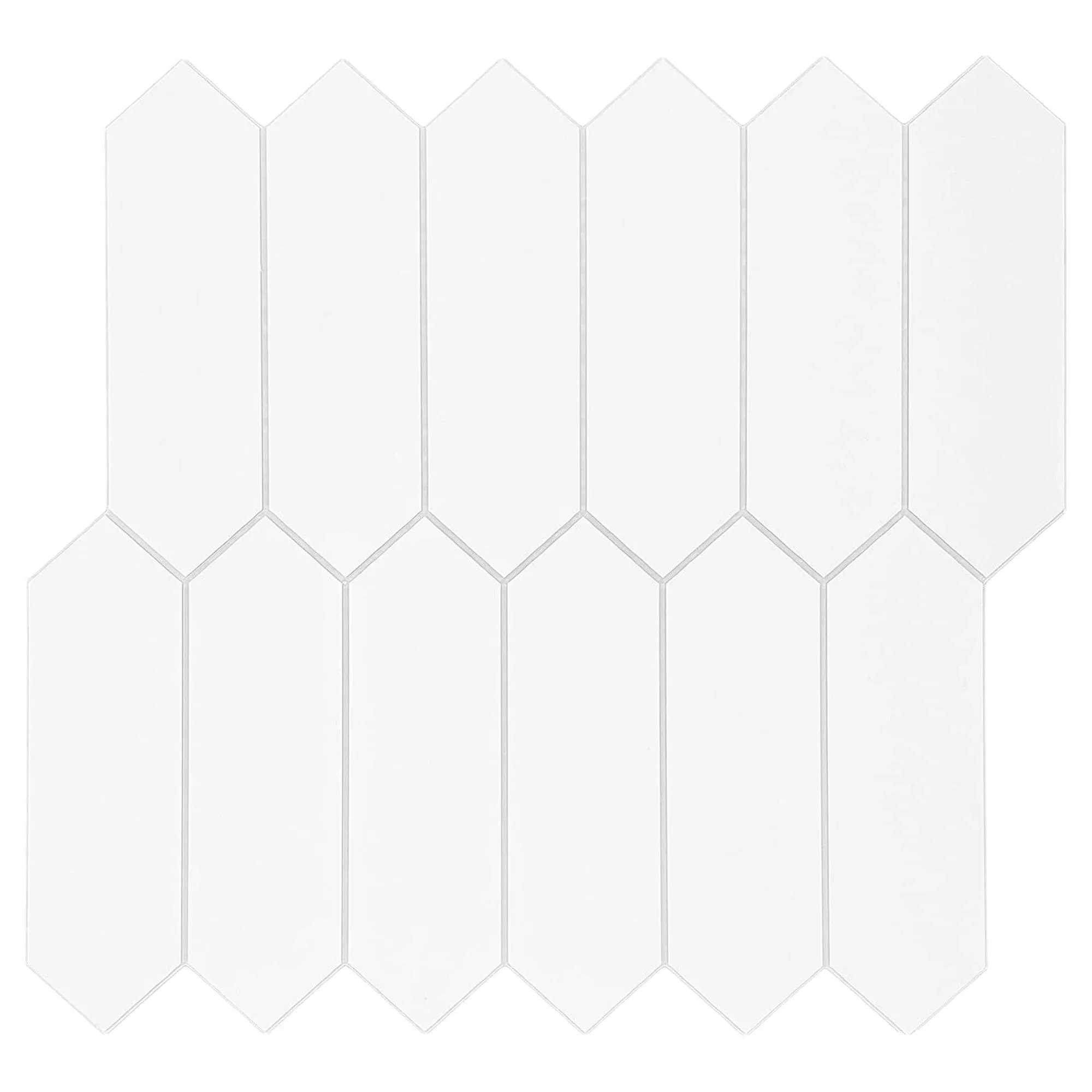 Sunwings Peel and Stick Backsplash Tile in Long Hexagon for Kitchen Bathroom Fireplace SDS1021-WHI-10