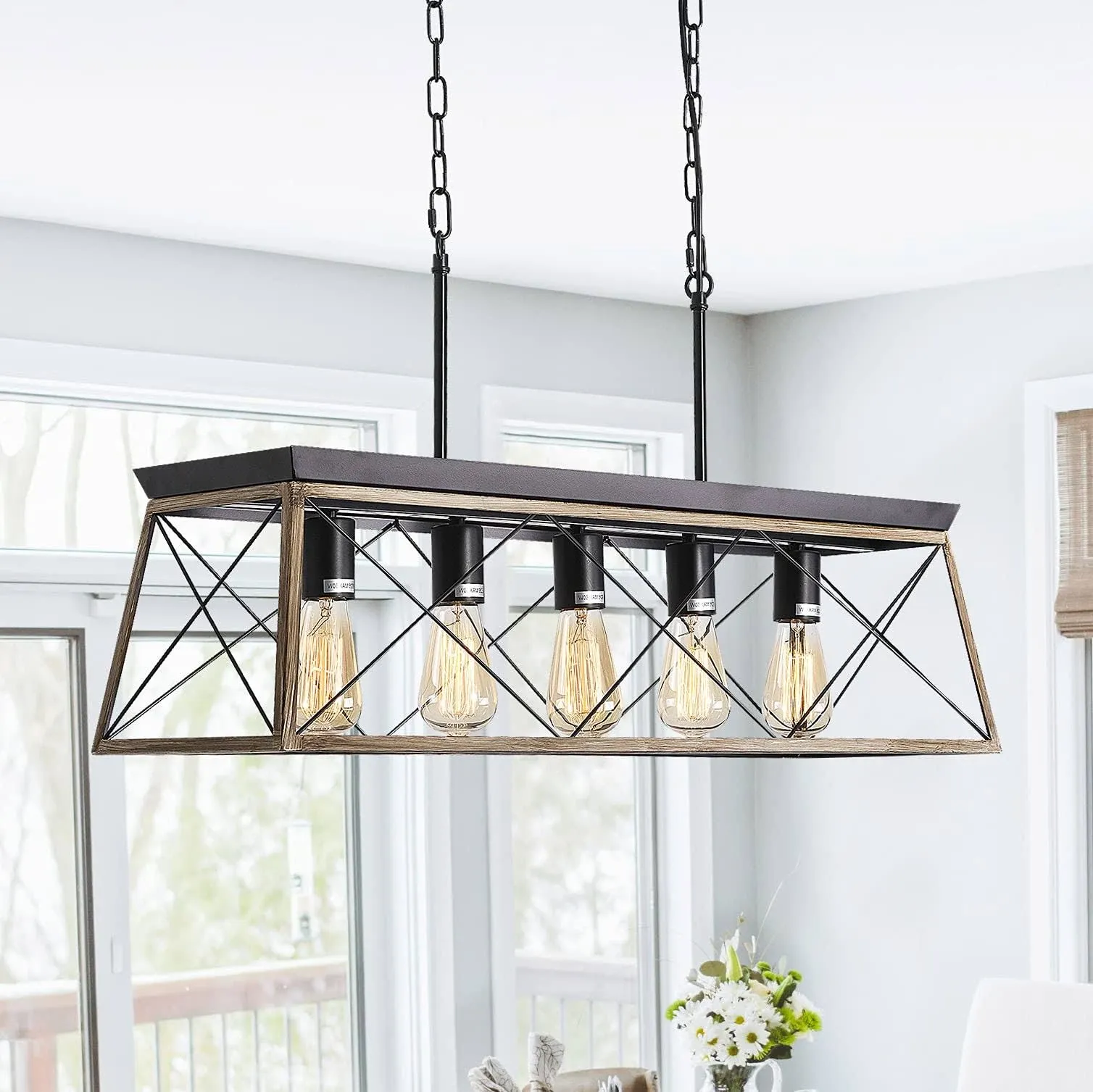 isramp Farmhouse Kitchen Lights for Island, Briarwood Linear Chandelier, Dining ...