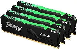 64GB Kingston Technology FURY Beast RGB 3600MHz DDR4 Quad Memory Kit (4 x 16GB)