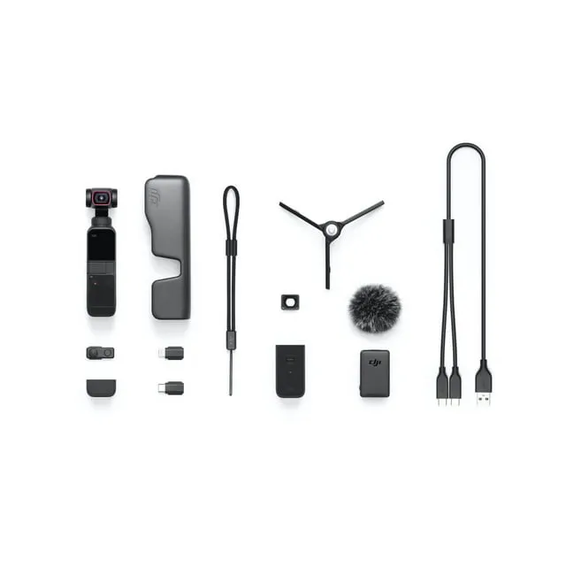 DJI Pocket 2 Creator Combo, 3 Axis Gimbal Stabilizer with 4K Camera, 1/1.7" CMOS, 64MP Photo, for Android and iPhone CP.OS.00000121.02 Vlogger Bundle with Deco Essentials Hard Case and Accessories