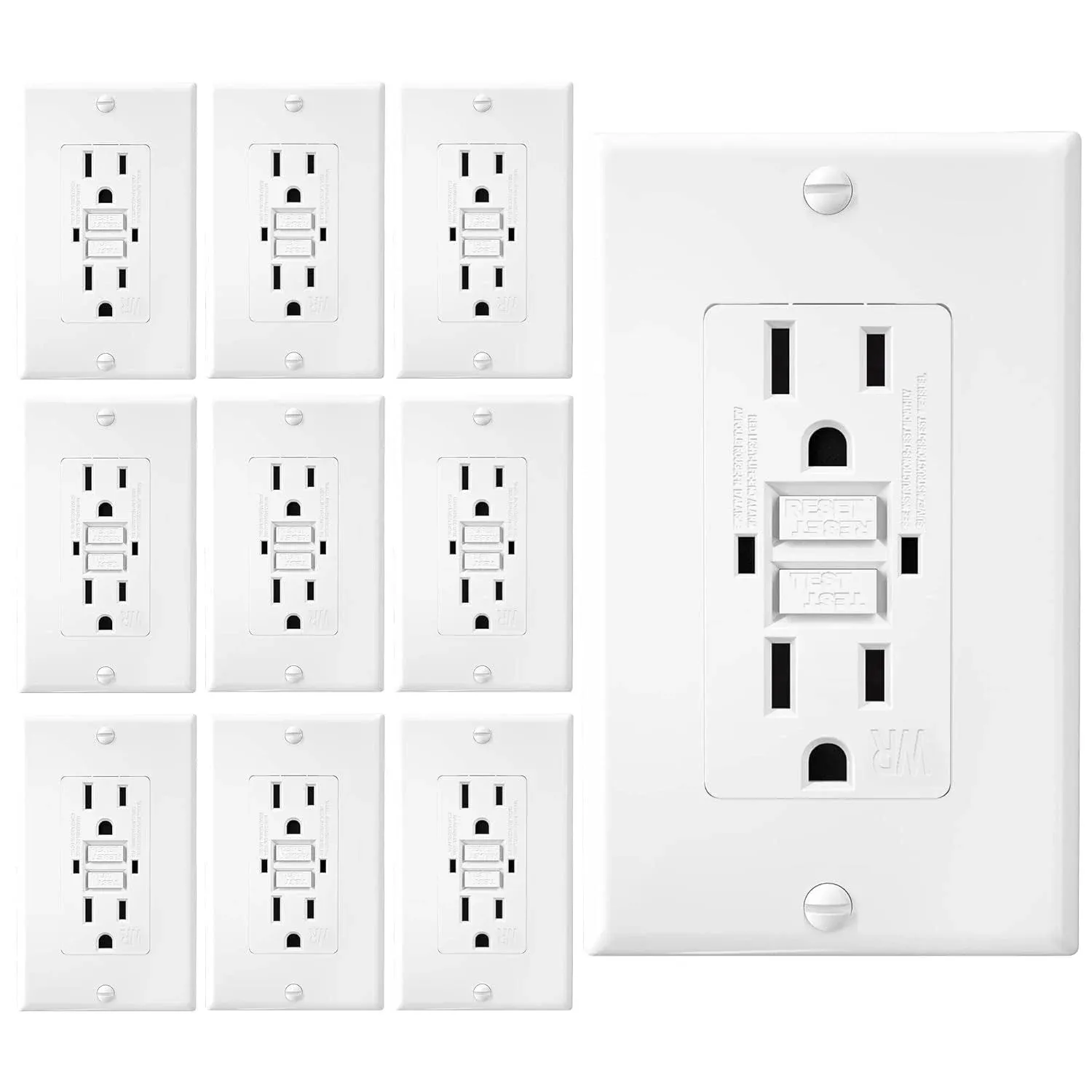 Generic GFCI White Outlet Receptacle, Weather Resistant GFCI Outlet 15 Amp/125 ...