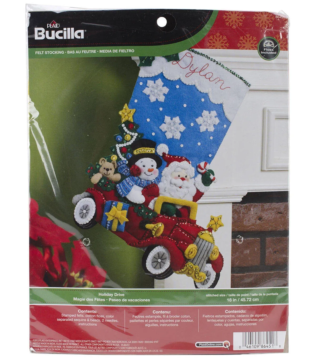 Bucilla Felt Stocking Applique Kit 18" Long-Holiday Drive