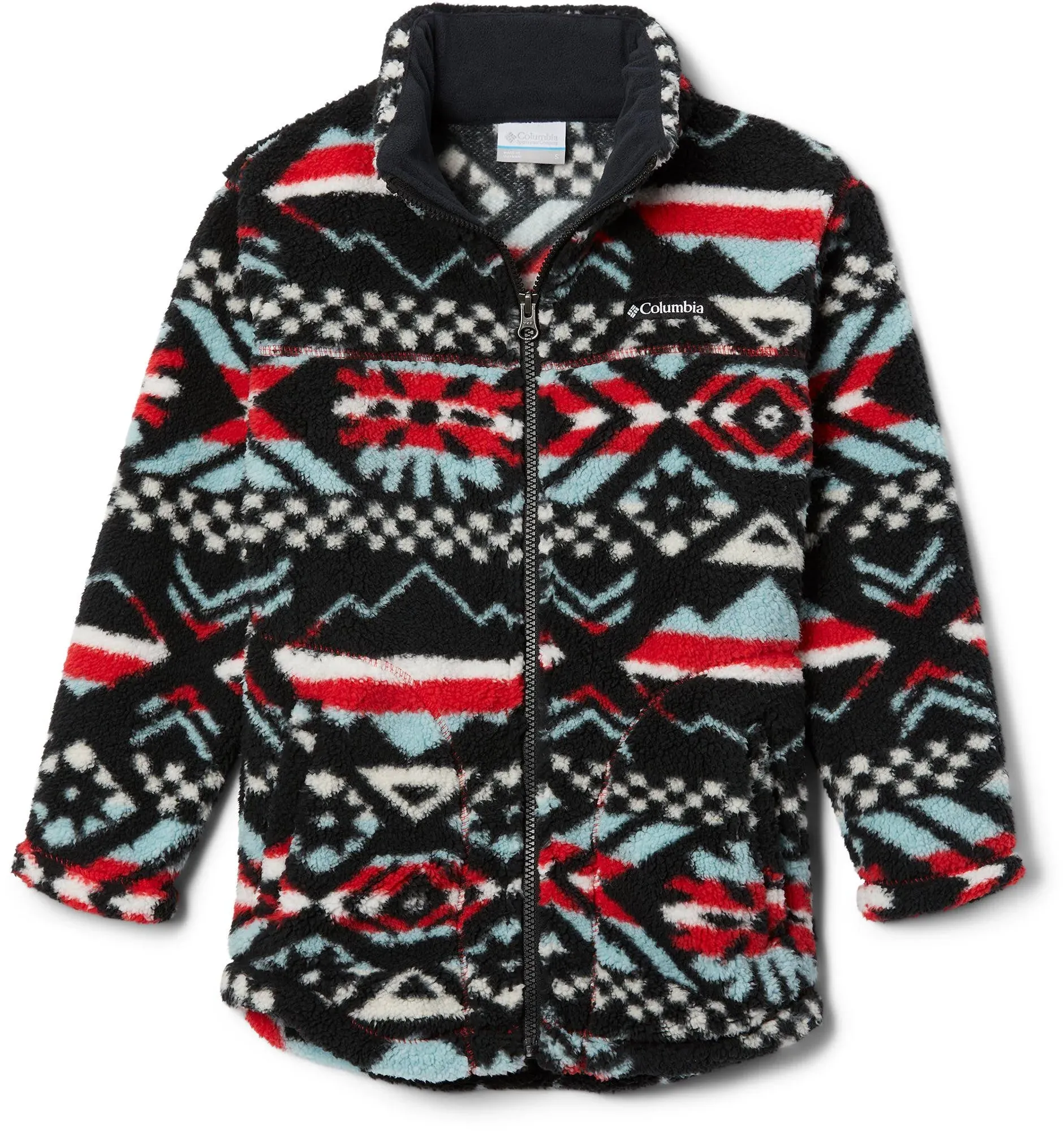 Columbia Girls' West Bend Full Zip Fleece Jacket - Xs - BlackRedPrints