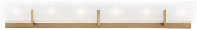 Generation Lighting 4430806-848 Syll - 6 Light Bath Vanity, Satin Brass Finish with Clear/Satin Etched Glass