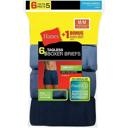 Hanes Men's Tagless Boxer Brief with ComfortSoft Waistband 6-Pack