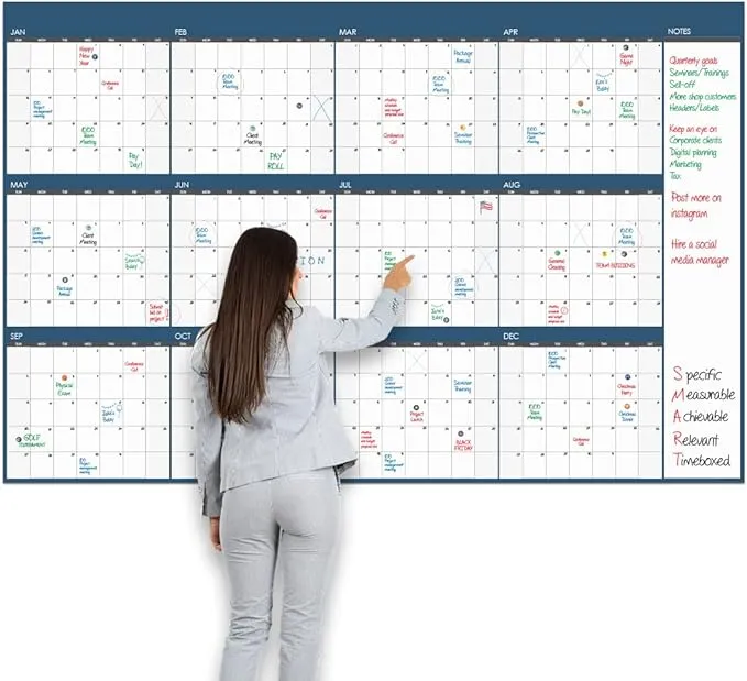 Large Dry Erase Wall Calendar - 48&#034; x 74&#034; - Undated Blank 2023 Reusable Yearl...